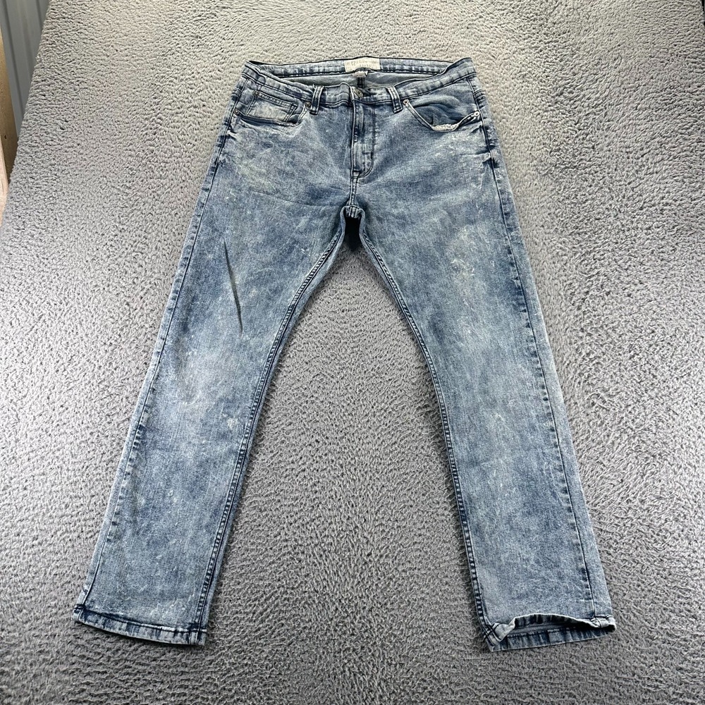 Free Planet Jeans Men's 34x30 Blue Cotton Denim Straight‎ Leg Workwear Stretch